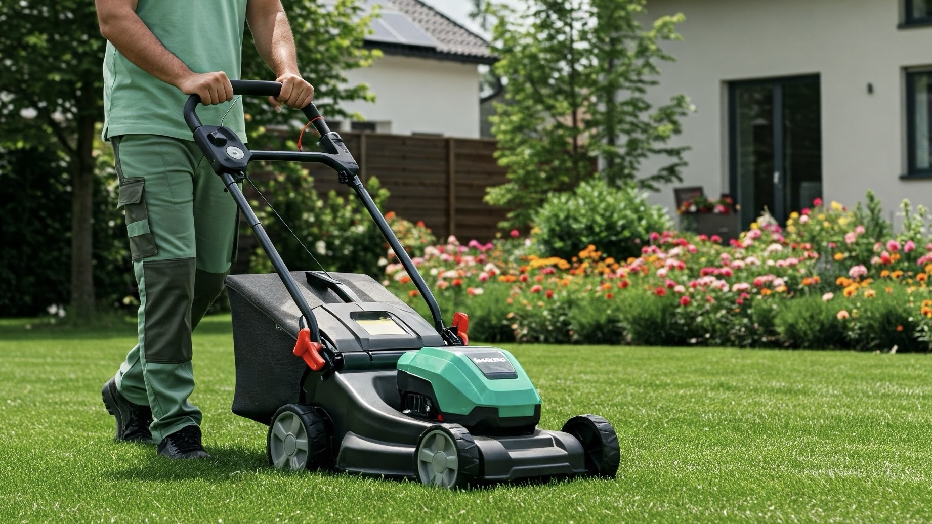 Electric push mowing in Oklahoma